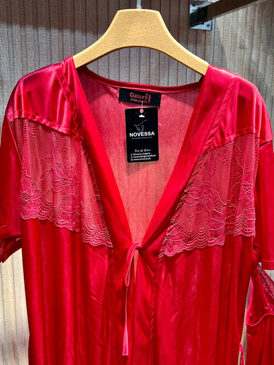 Luxe Comfort 2-Piece Red Lacy Sleepwear Set
