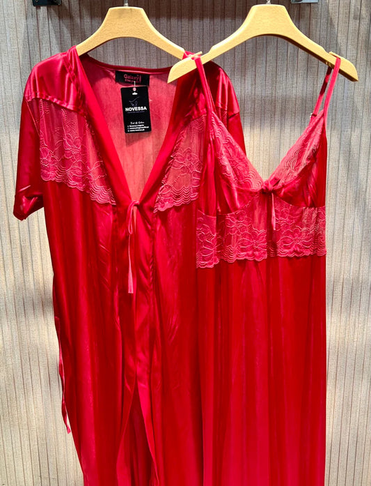 Luxe Comfort 2-Piece Red Lacy Sleepwear Set